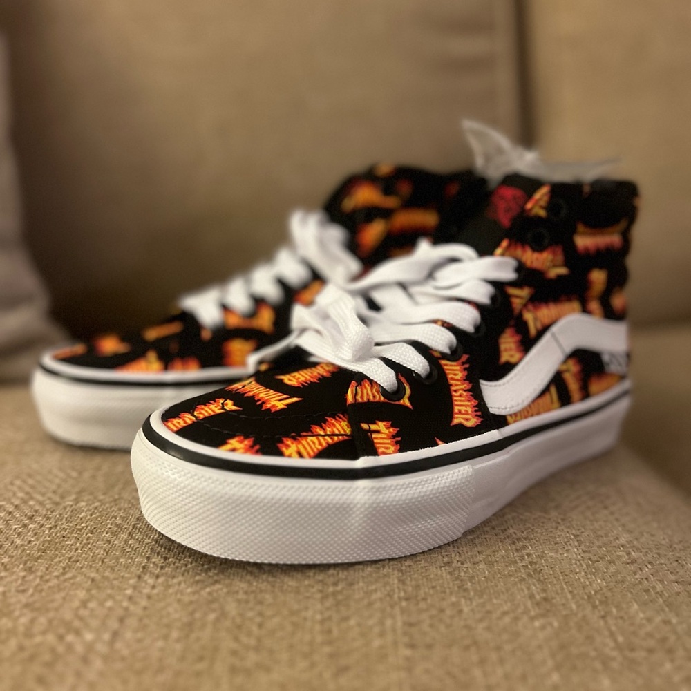 Vans High-Top Sneakers with Flame Print
